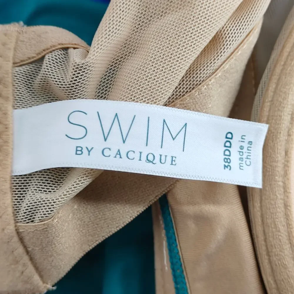 Lane Bryant Cacique Swim Mermaid Ombre Underwire Versatile Strap Swimsuit 38DDD